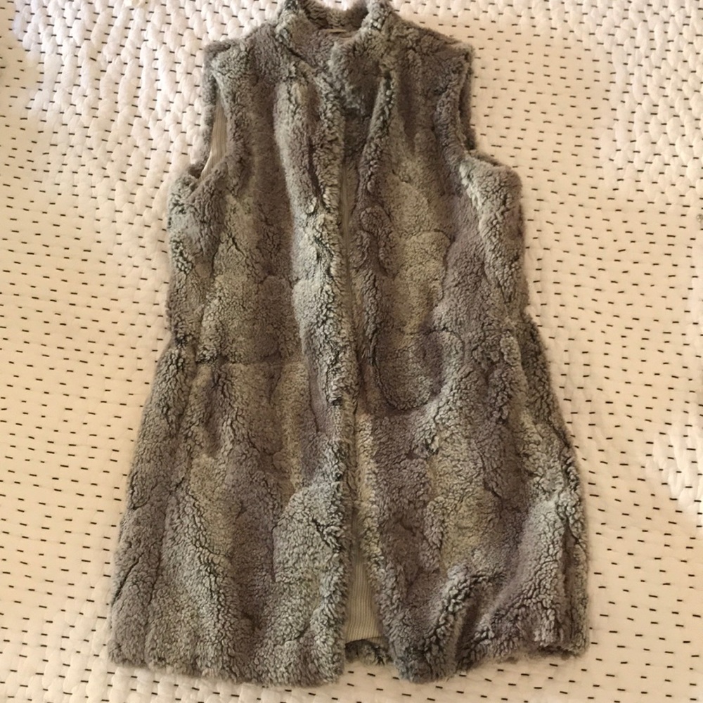 Grey faux fur Vest by Georgie XS